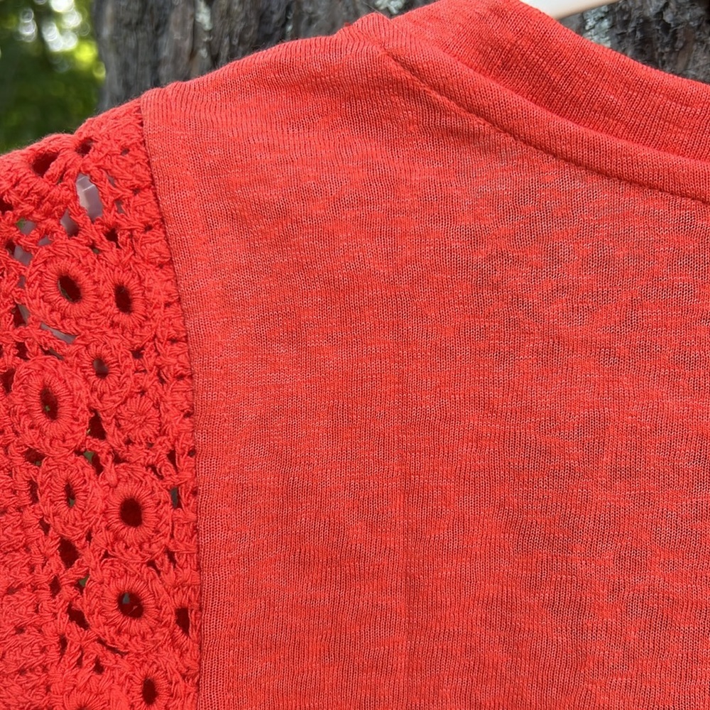 NWT Loft Coral Lace Cap Sleeve Top - Picture 6 of 9